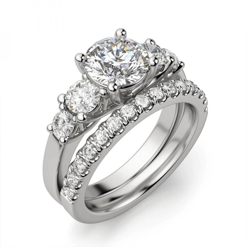 Five Stone Trellis Moissanite Sidestone Engagement Ring