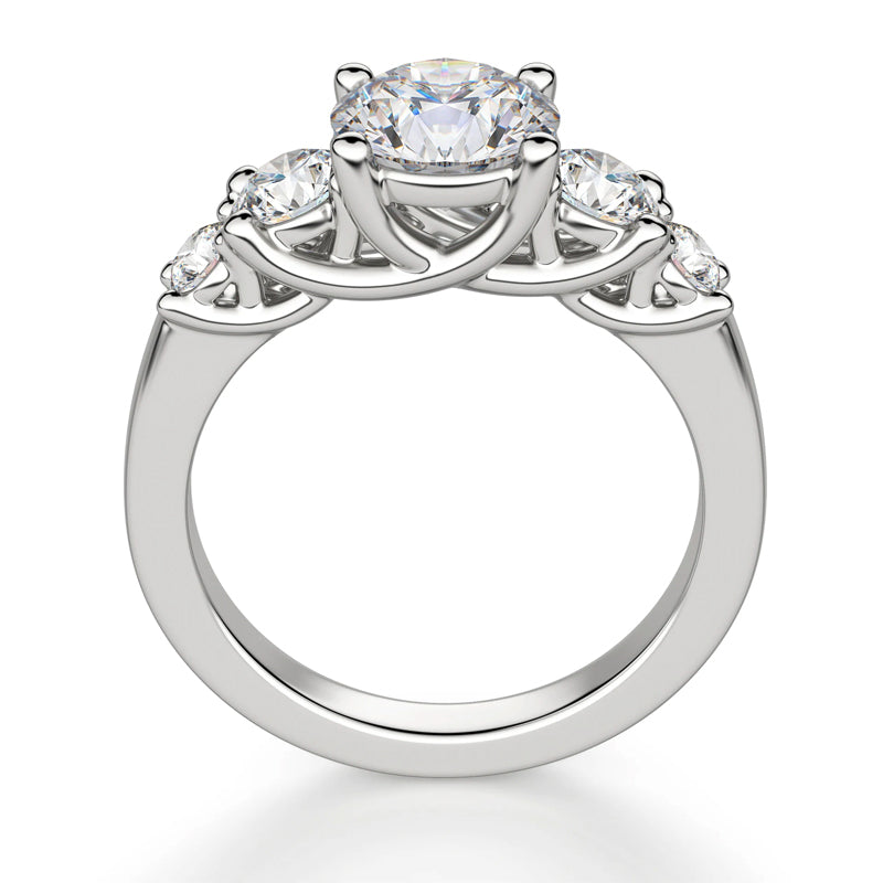 Five Stone Trellis Moissanite Sidestone Engagement Ring