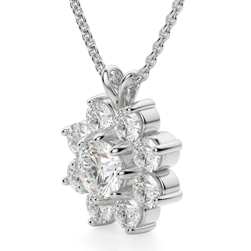 Flower Cluster Moissanite Pendant Necklace in Sterling Silver