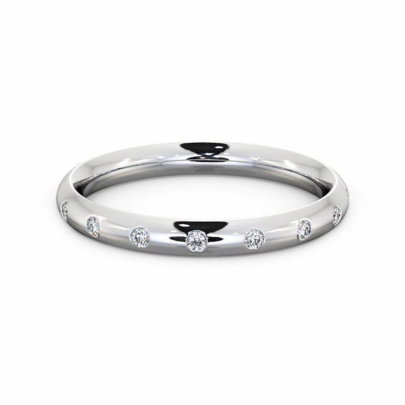 Flush Set Moissanite Evenly Spaced Eternity Wedding Band