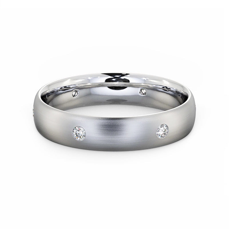 Flush Set Moissanite Matte Brush Eternity Wedding Band