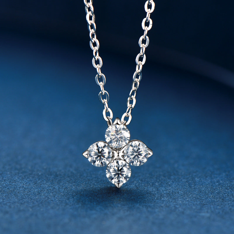 Four Stone Moissanite Cluster Pendant Necklace