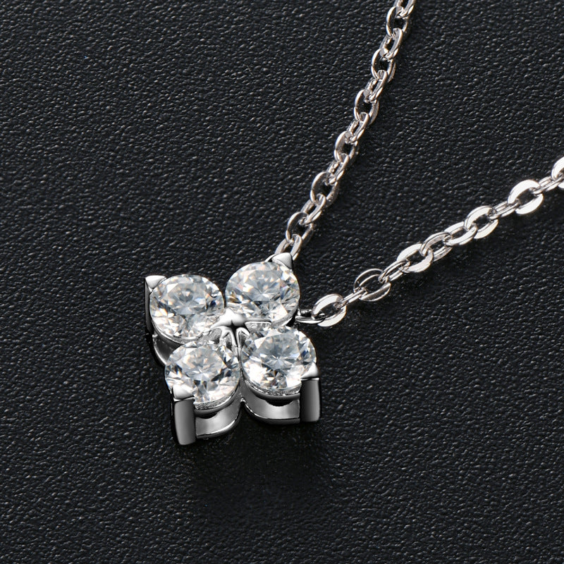 Four Stone Moissanite Cluster Pendant Necklace