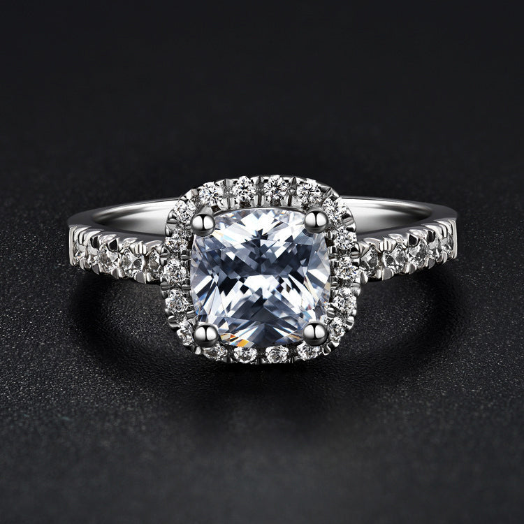 Halo Cushion Moissanite Pave Engagement Ring