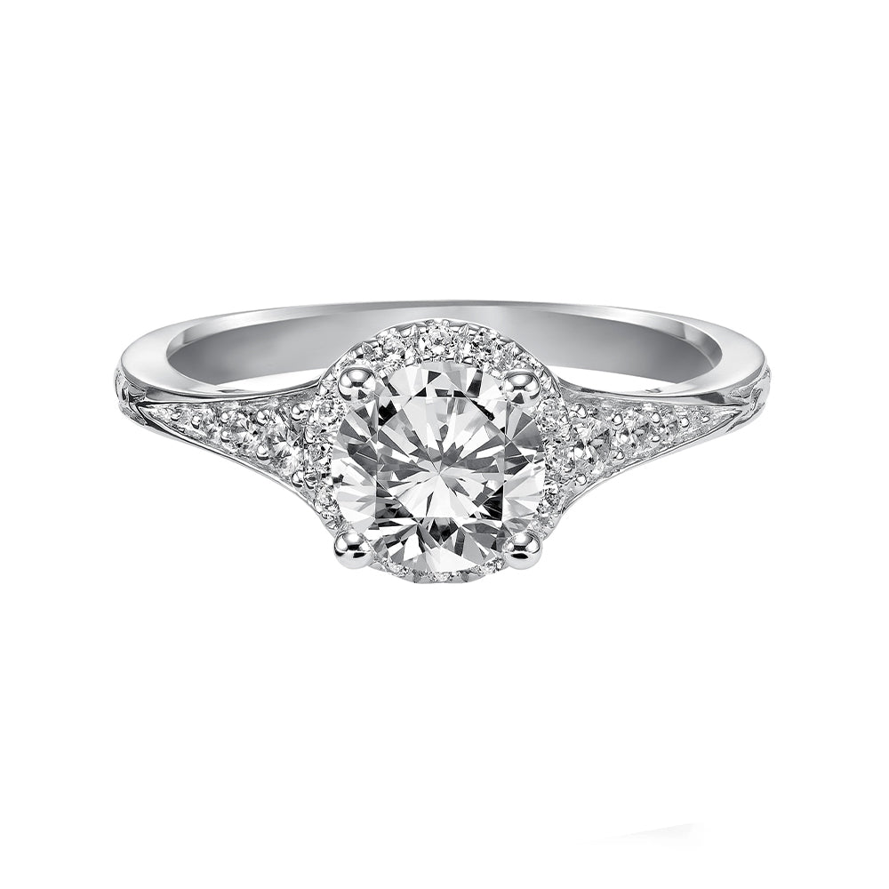 Halo Moissanite With Accents Engagement Ring