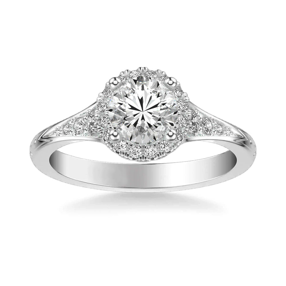 Halo Moissanite With Accents Engagement Ring