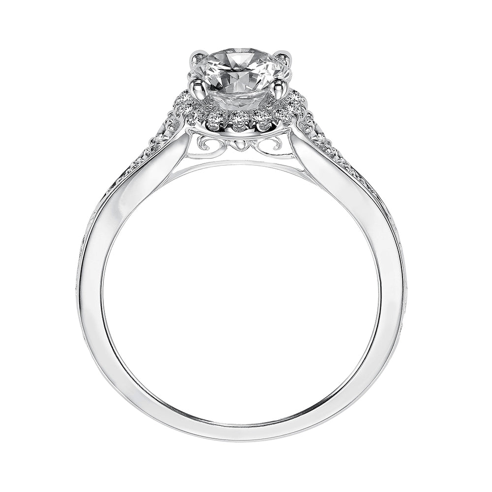 Halo Moissanite With Accents Engagement Ring