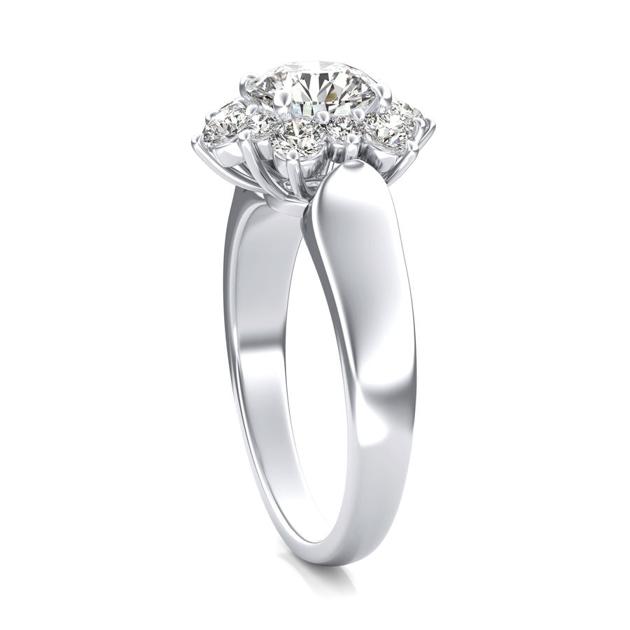 Halo Moissanite With Floral Accents Engagement Ring