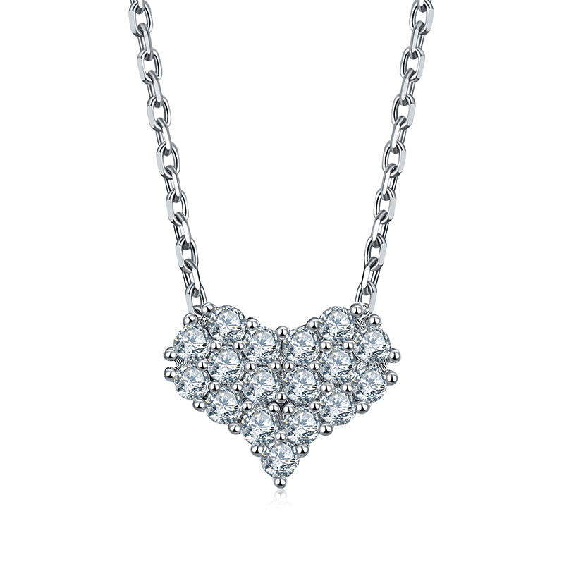 Heart-Shaped Cluster Moissanite Sterling Silver Necklace