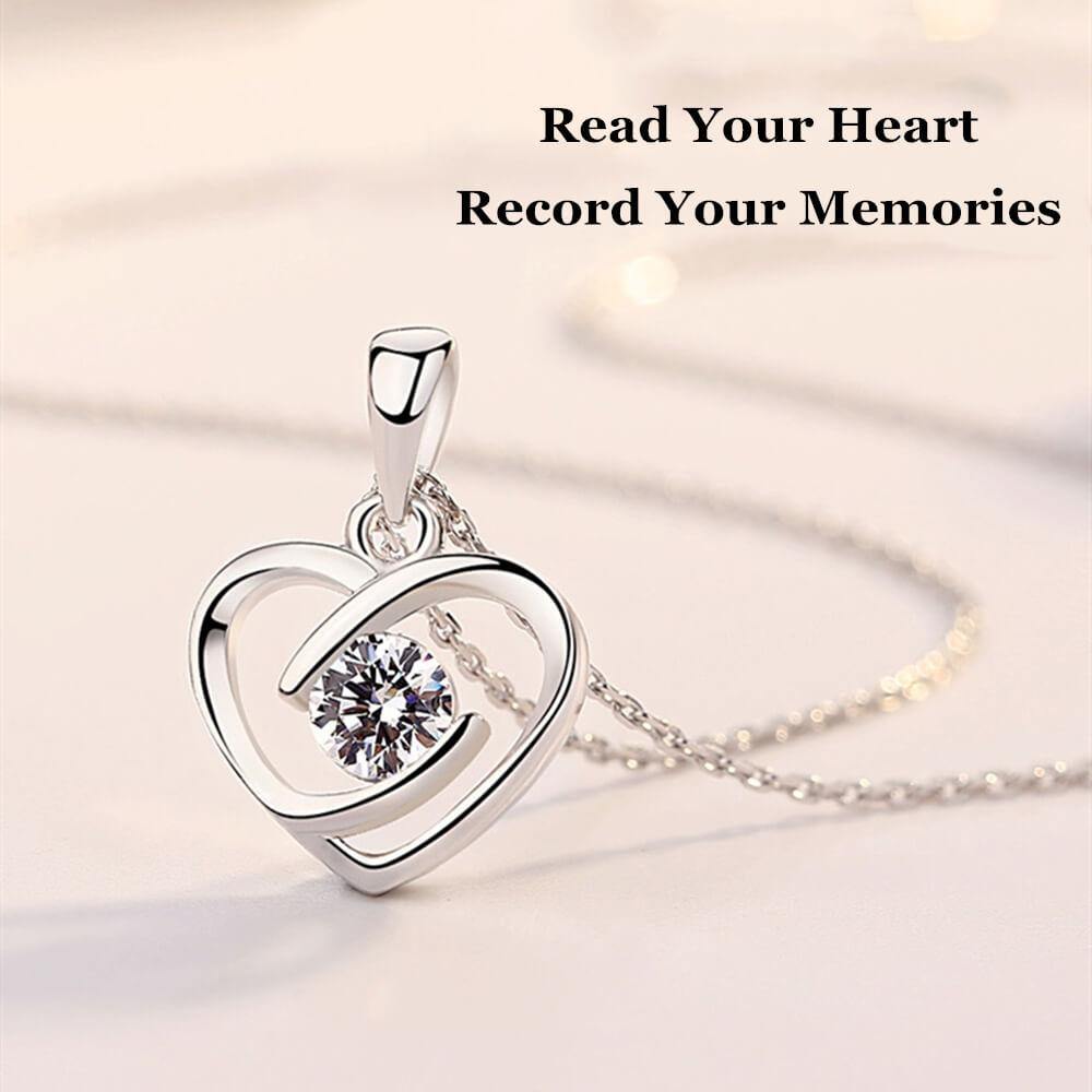 Round Moissanite Heart-Shaped Sterling Silver Necklace