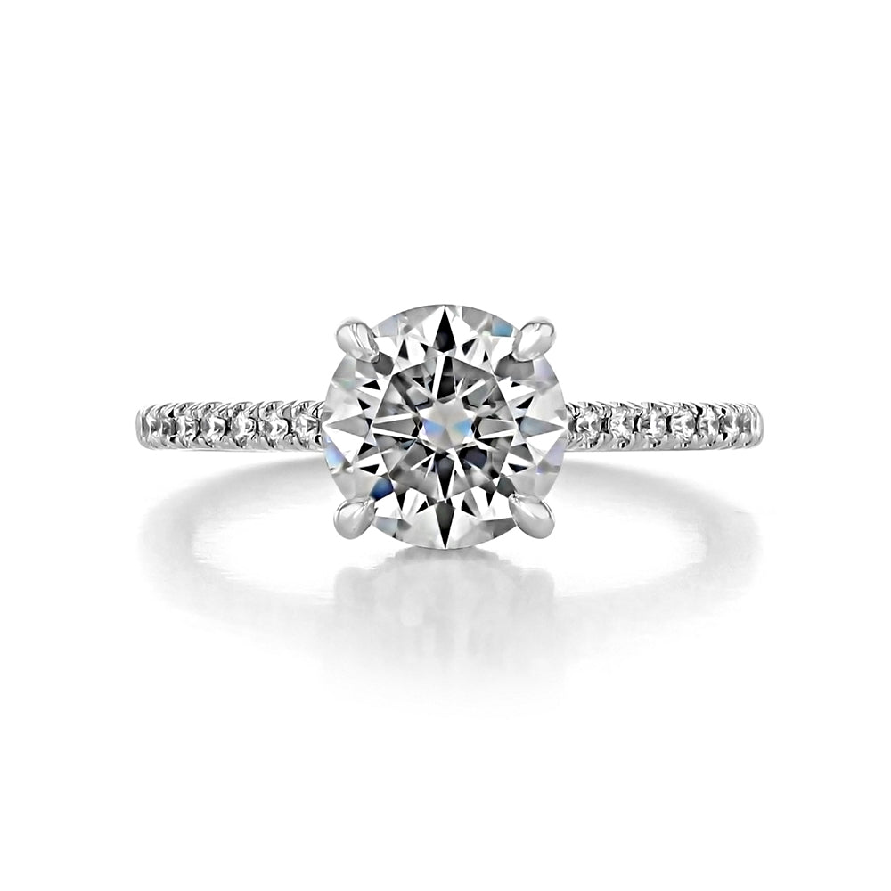 Hidden Halo Moissanite Pave Sterling Silver Engagement Ring