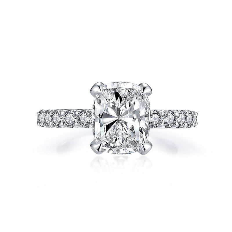 Hidden Halo Radiant Moissanite Pave Engagement Ring