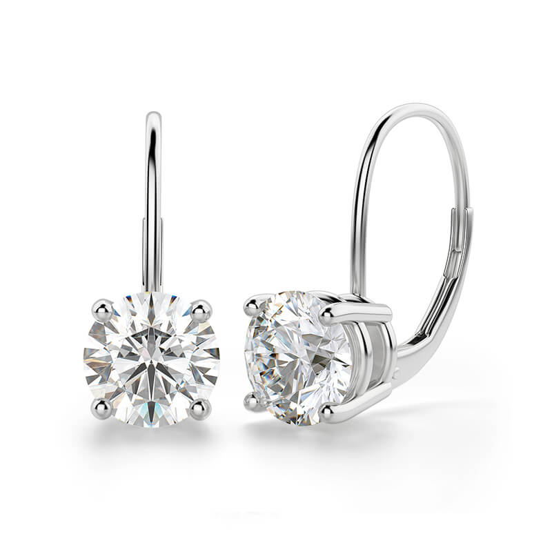 Hoop Moissanite Leverback Earrings In Sterling Silver