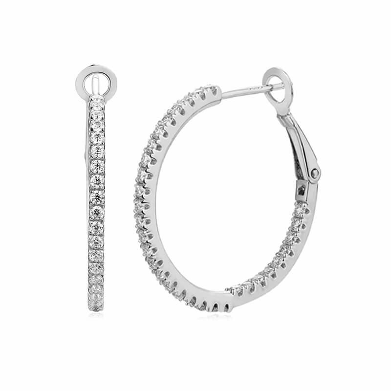 Hoop Pave Moissanite Eternity Drop Earrings In Sterling Silver