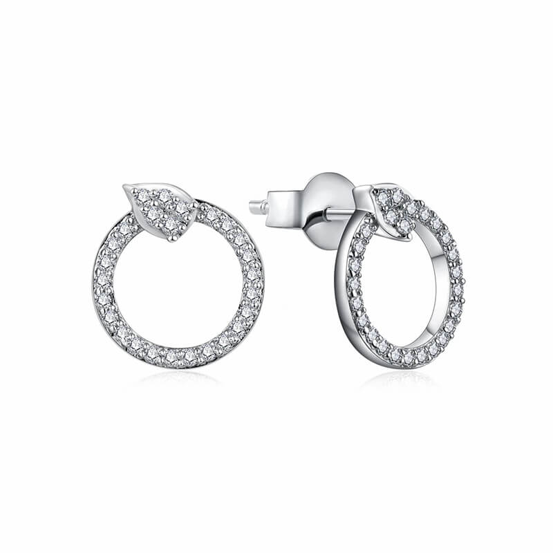 Hoop Pave Moissanite Stud Drop Earrings In Sterling Silver