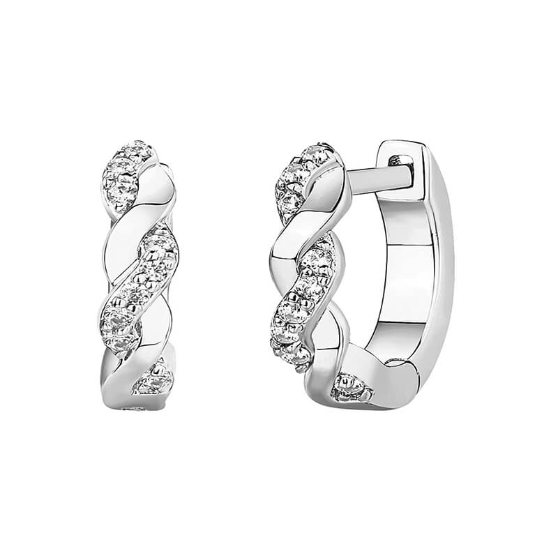 Huggie Hoop Moissanite Pave Earrings In Sterling Silver