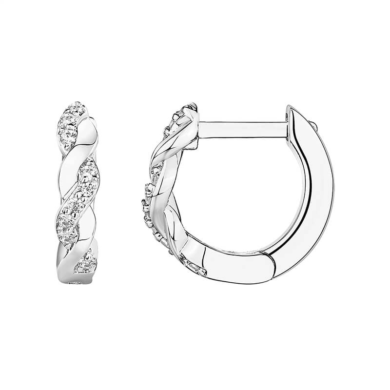 Huggie Hoop Moissanite Pave Earrings In Sterling Silver