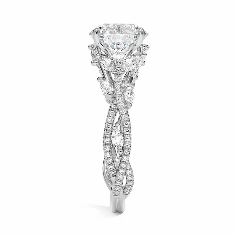 Luxe Cluster Moissanite Twisted Engagement Ring