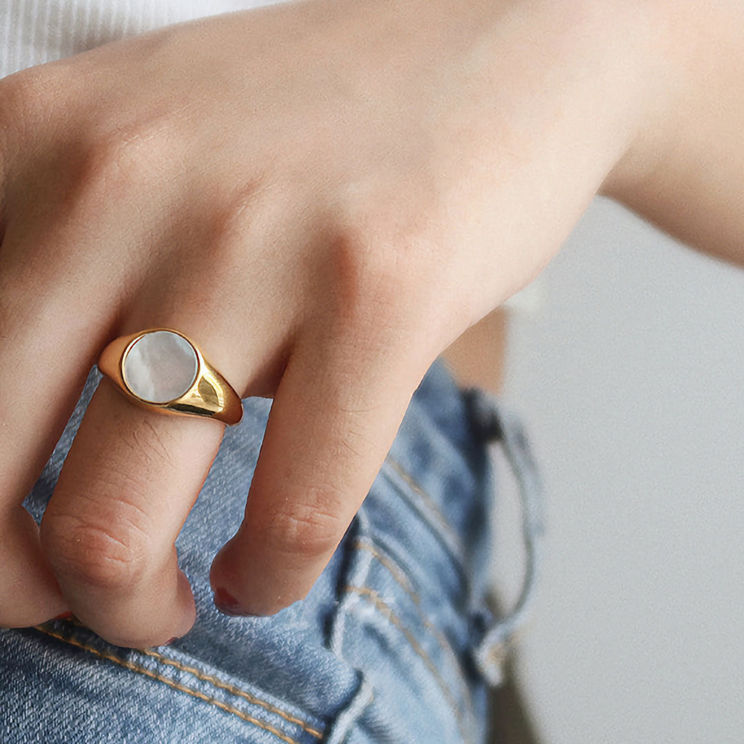 Mother Of Pearl Gold Ring