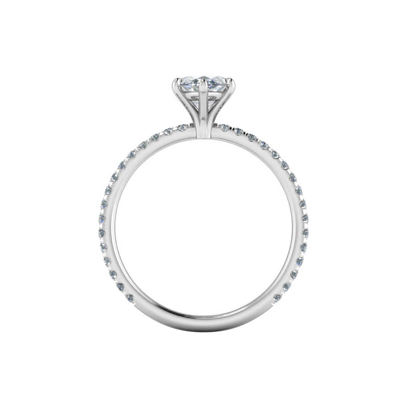 Marquise-Cut Moissanite Pave Sterling Silver Engagement Ring