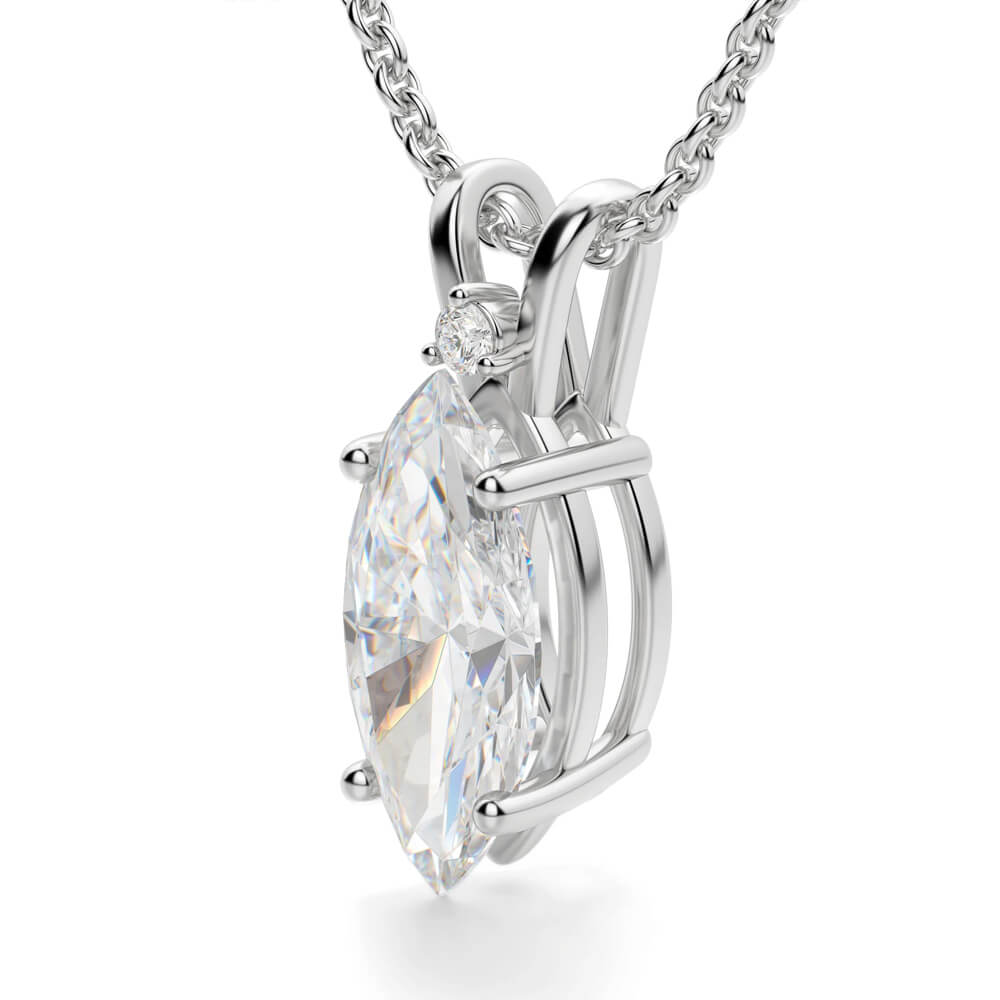 Marquise Cut  Moissanite Basket Set Pendant Necklace in Sterling Silver