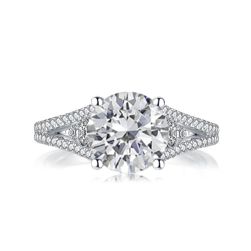 Milgrain Moissanite Split Shank Pave Engagement Ring