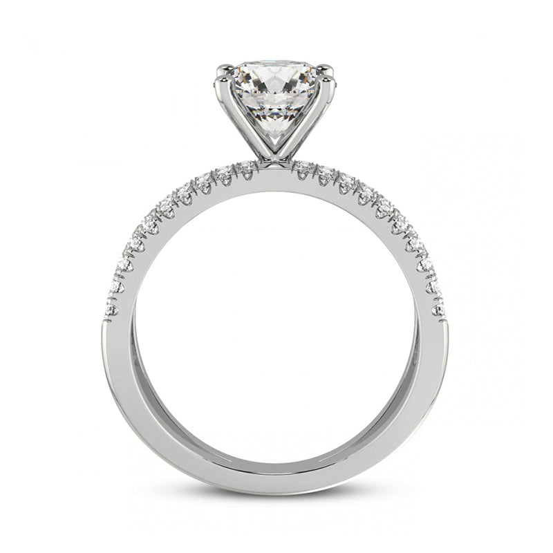 Moissanite Criss Cross Pave Engagement Ring