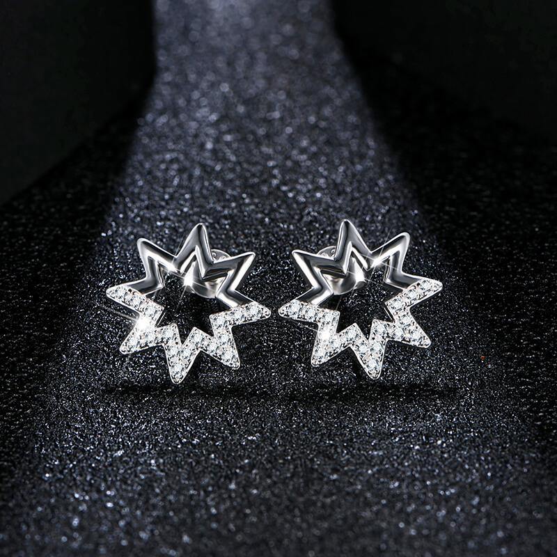 Moissanite Fashion Star Sterling Silver Earrings