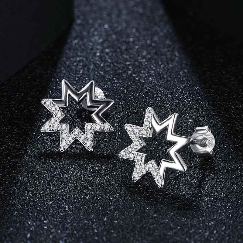 Moissanite Fashion Star Sterling Silver Earrings