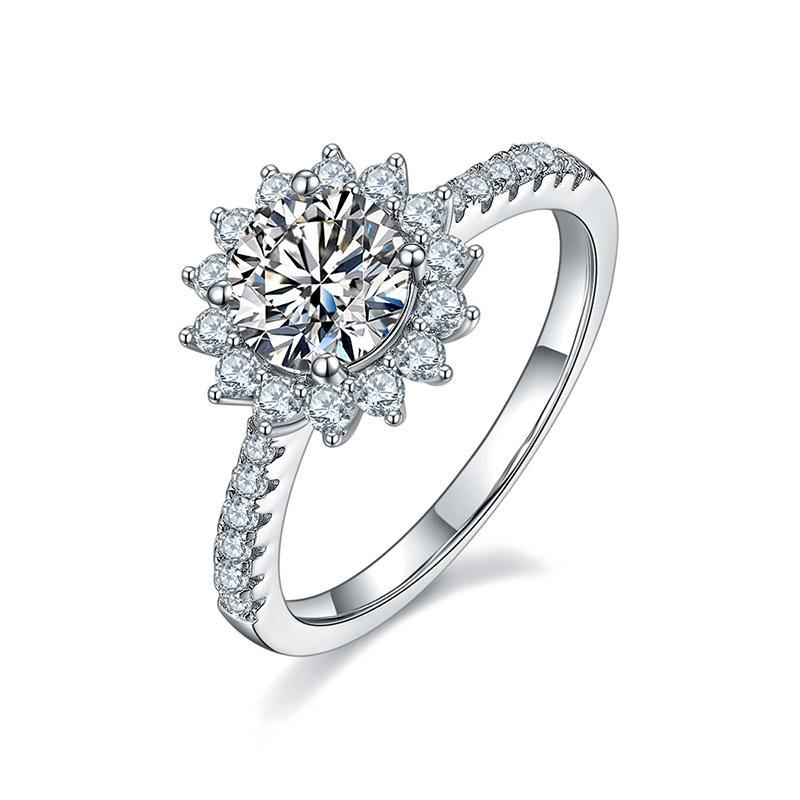 Moissanite Fashion Sunflower Pave Engagement Ring