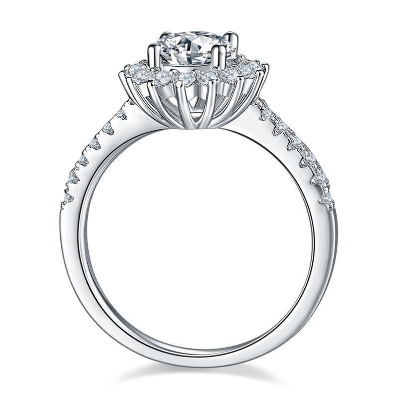 Moissanite Fashion Sunflower Pave Engagement Ring