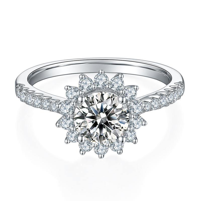 Moissanite Fashion Sunflower Pave Engagement Ring