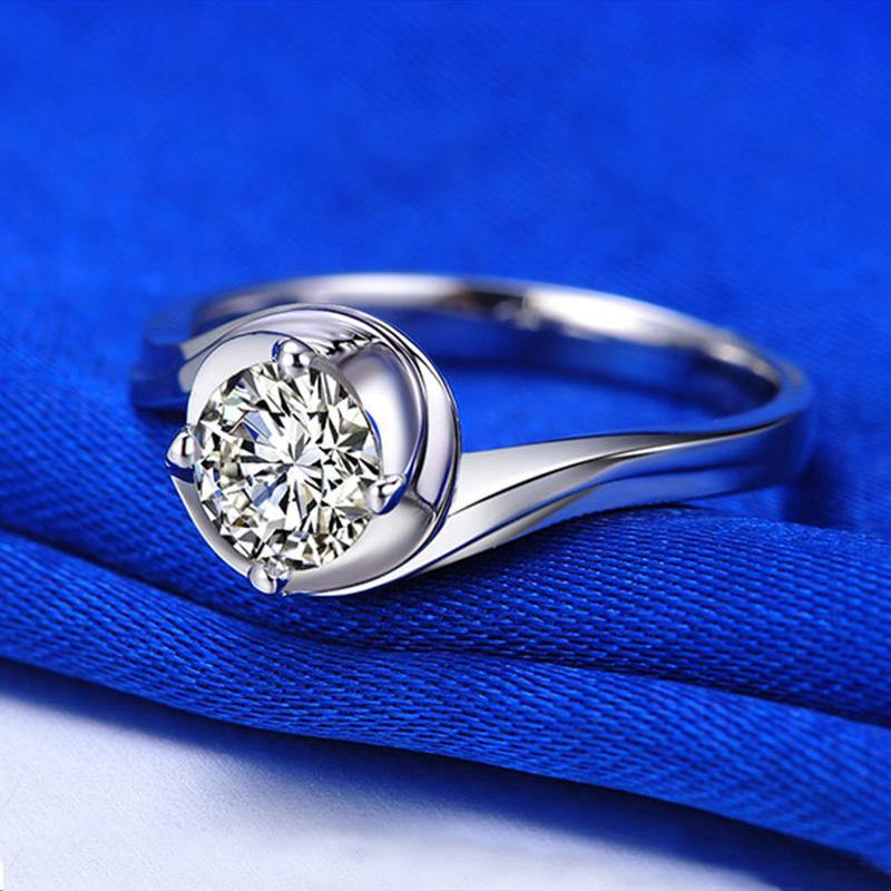 Solitaire Round Moissanite Flower Bud Engagement Ring