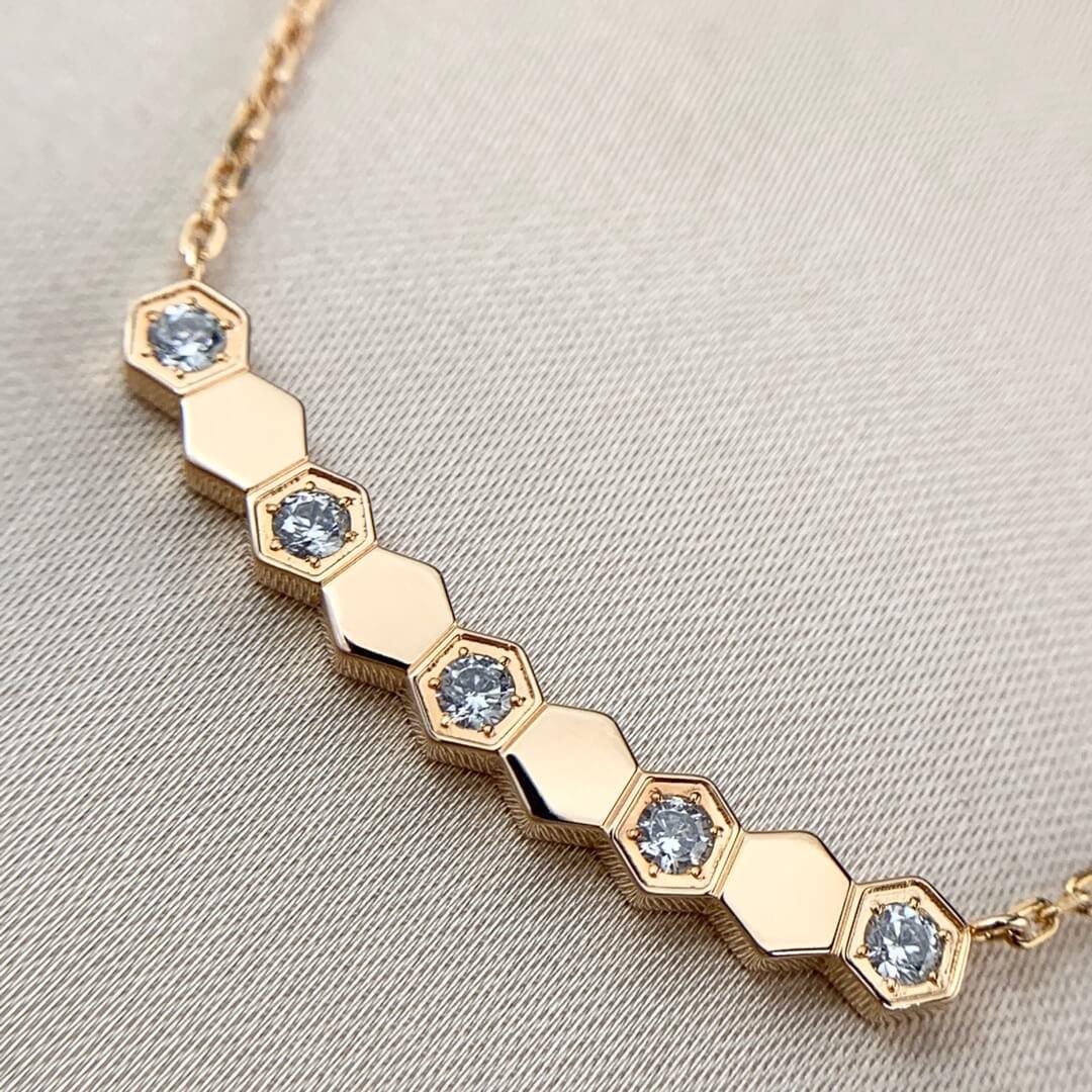 Moissanite Honeycomb Sterling Silver Necklace