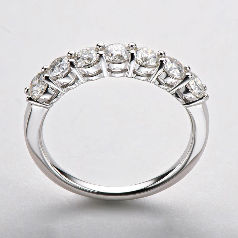 Round Moissanite Sterling Silver Wedding Band Stackable Ring