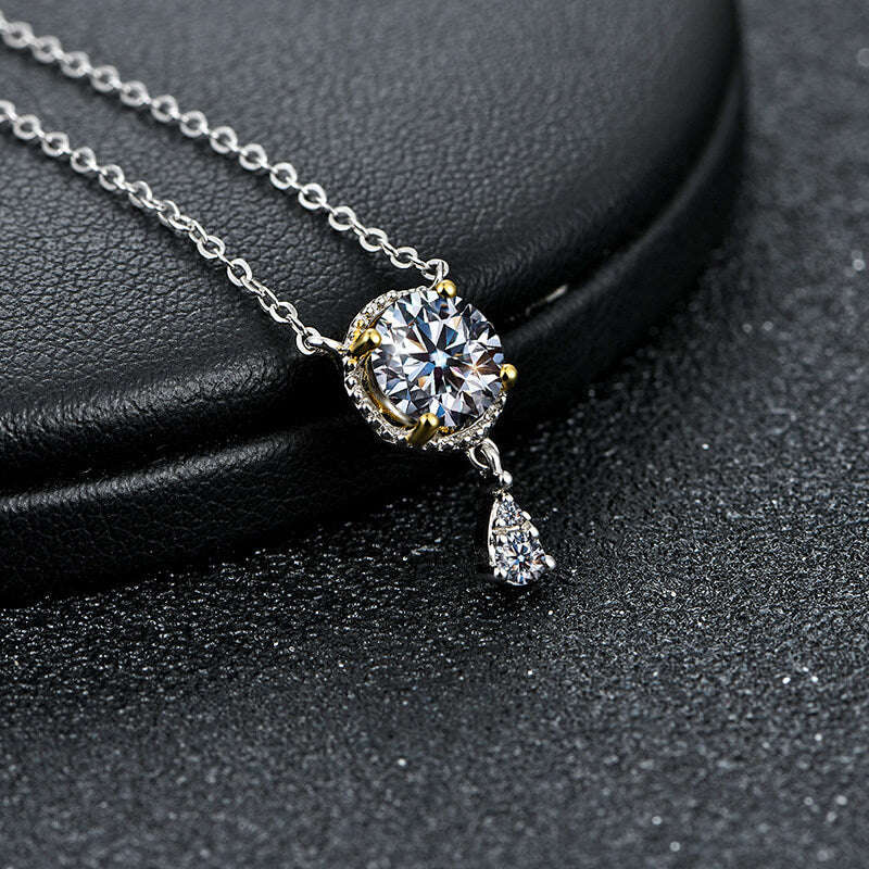 ReadYourHeart Moissanite Luxury Two Tone Halo Sterling Silver Necklace