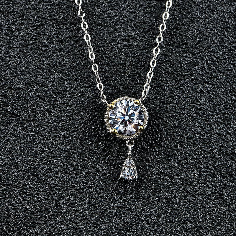 ReadYourHeart Moissanite Luxury Two Tone Halo Sterling Silver Necklace