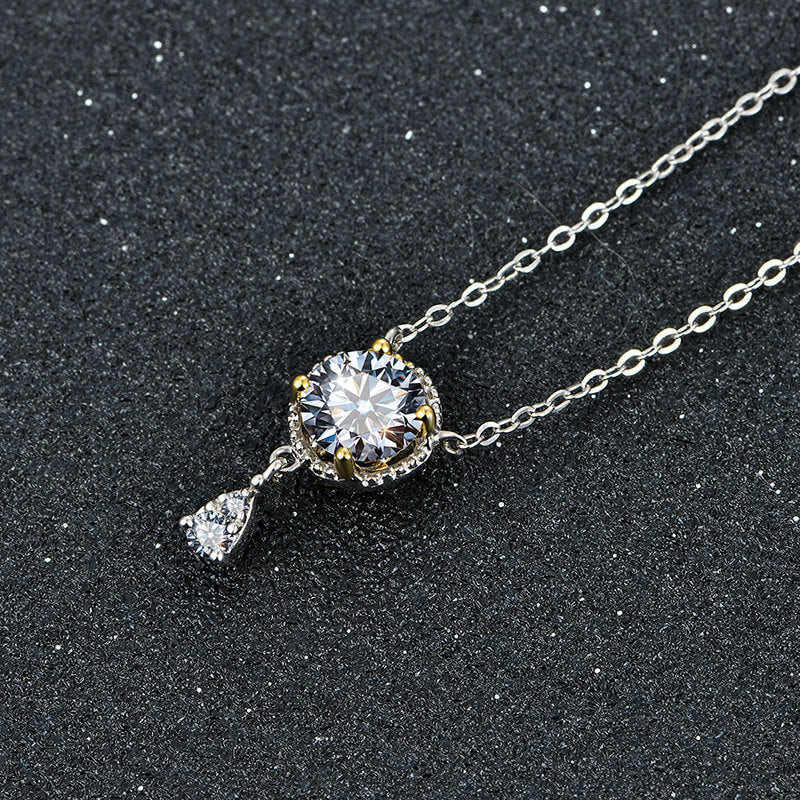 ReadYourHeart Moissanite Luxury Two Tone Halo Sterling Silver Necklace