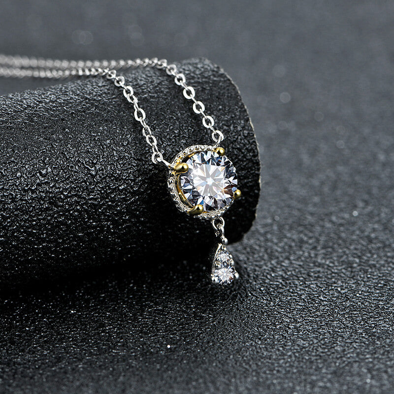 ReadYourHeart Moissanite Luxury Two Tone Halo Sterling Silver Necklace