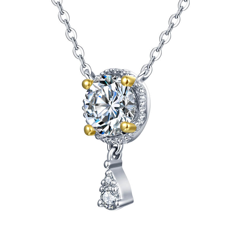 ReadYourHeart Moissanite Luxury Two Tone Halo Sterling Silver Necklace