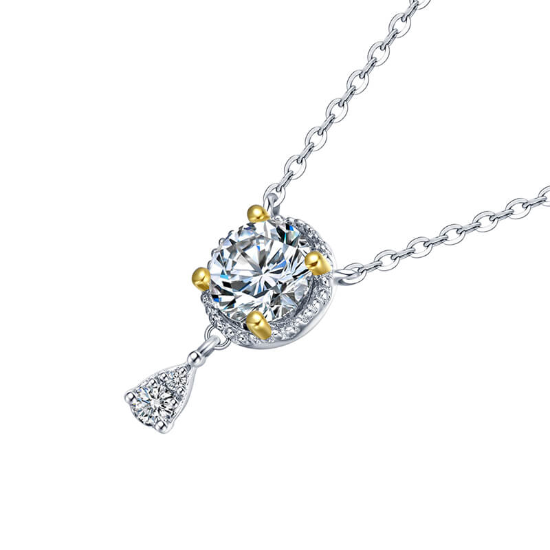 ReadYourHeart Moissanite Luxury Two Tone Halo Sterling Silver Necklace