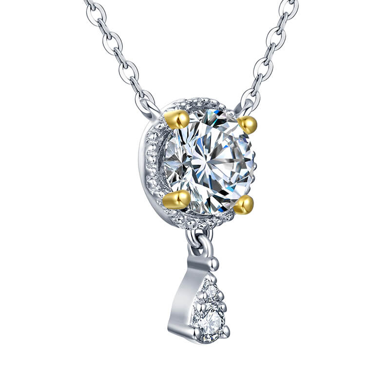 ReadYourHeart Moissanite Luxury Two Tone Halo Sterling Silver Necklace