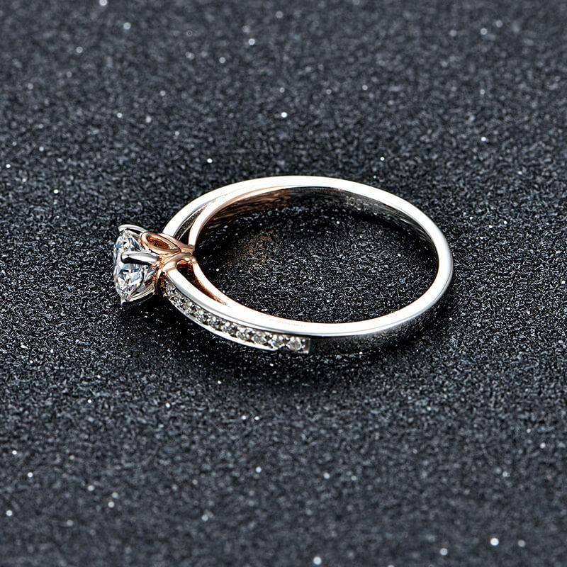 Moissanite Luxury Two Tone Pave Sterling Silver Ring