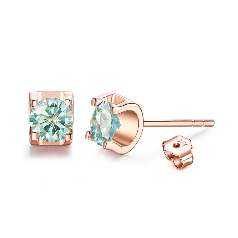 Moissanite Series Sweet Cube Sugar Sterling Silver Stud Earrings