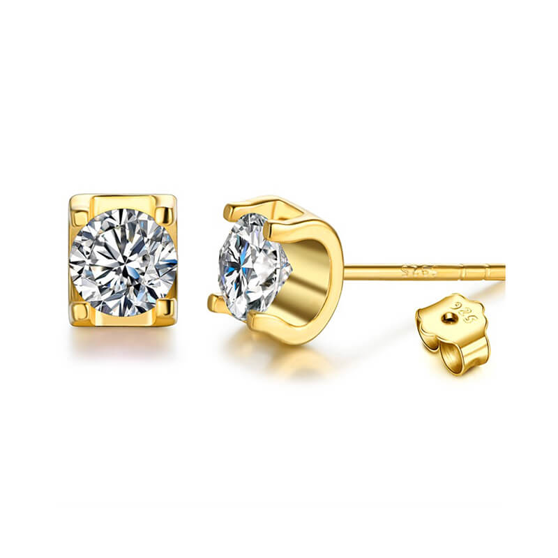 Moissanite Series Sweet Cube Sugar Sterling Silver Stud Earrings