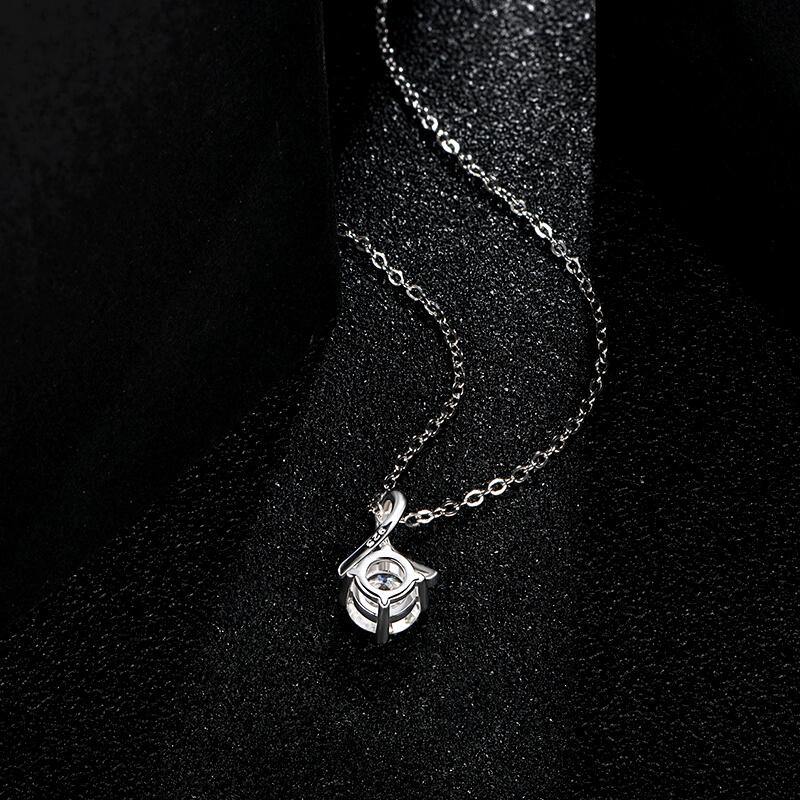 Moissanite fashion fork sterling silver necklace