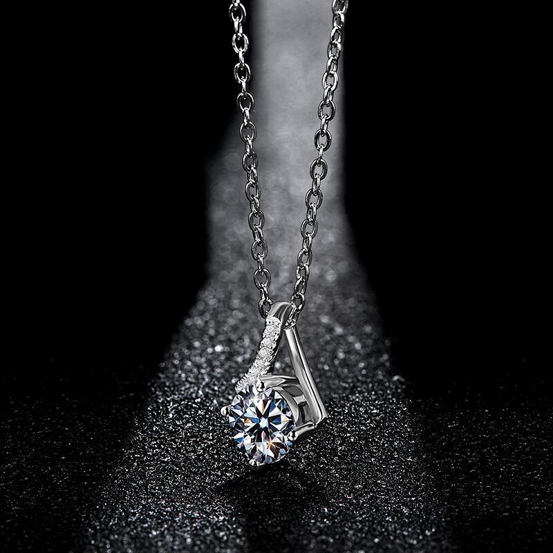 Moissanite fashion fork sterling silver necklace