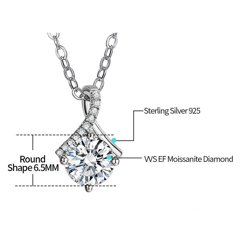 Moissanite fashion fork sterling silver necklace