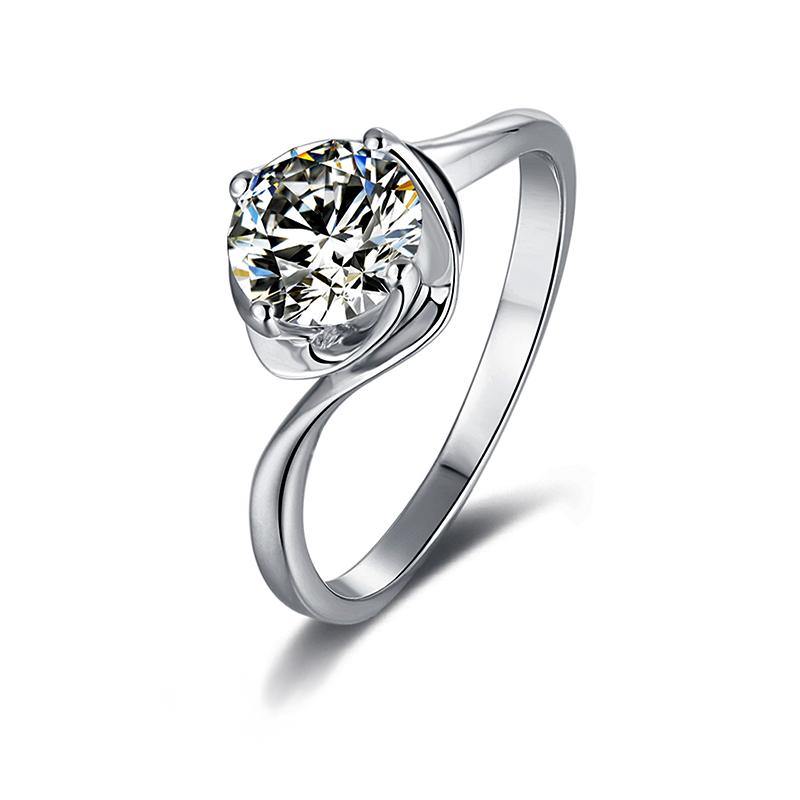 Solitaire Round Moissanite Flower Bud Engagement Ring