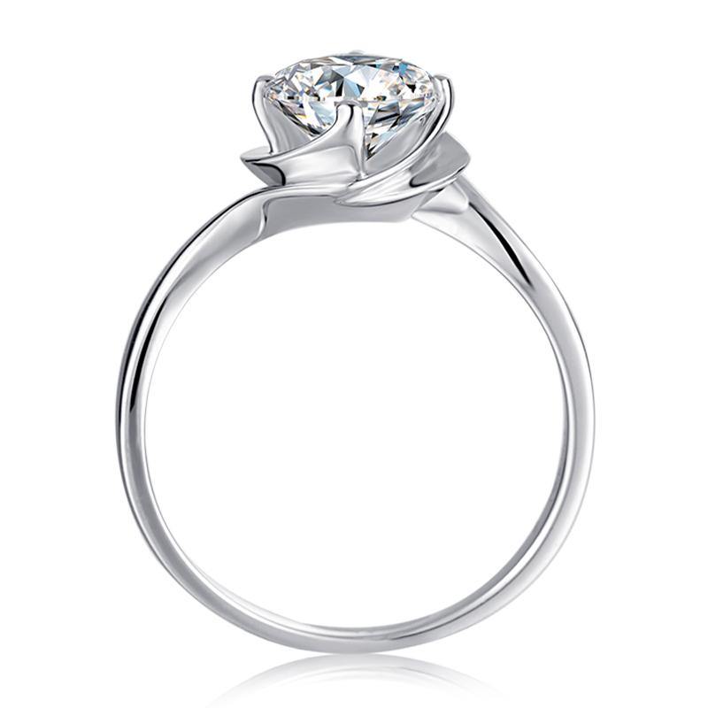 Solitaire Round Moissanite Flower Bud Engagement Ring